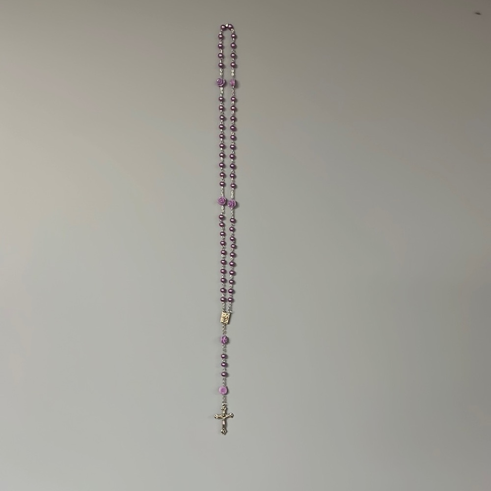 Purple Rosary Necklace